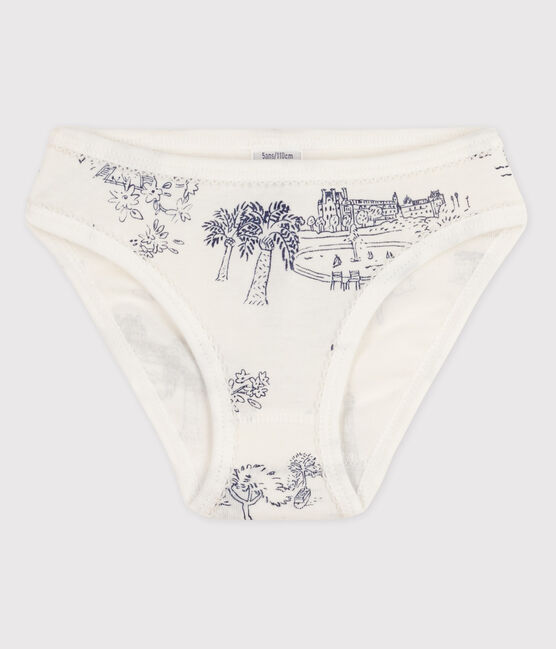 Culotte petite fille en coton blanc MARSHMALLOW/bleu MEDIEVAL