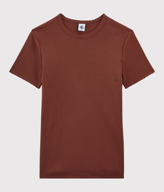 T-shirt col rond iconique en coton Femme orange MADRAS