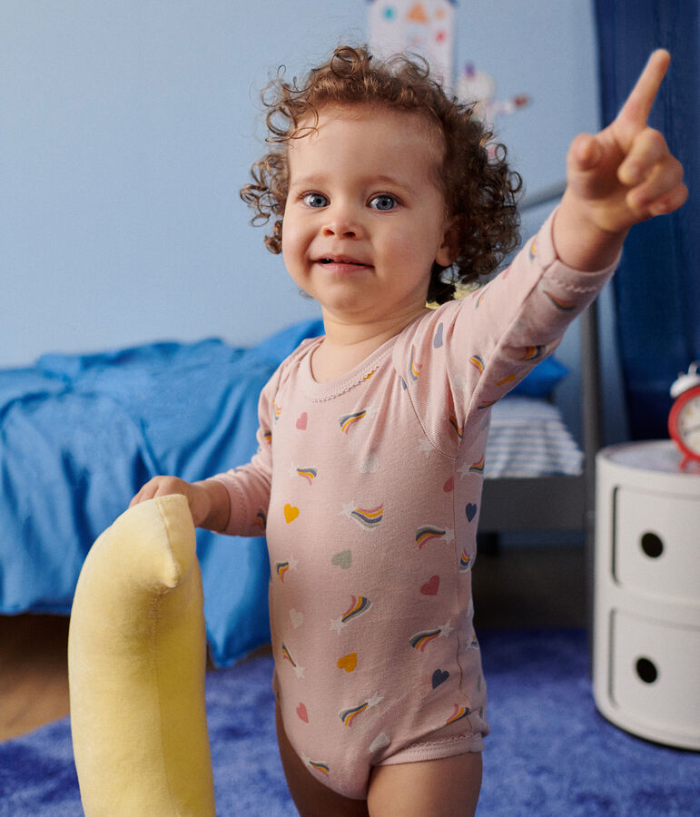 Lot de 5 bodies manches longues &eacute;toiles et c&oelig;urs en coton b&eacute;b&eacute; multicouleur