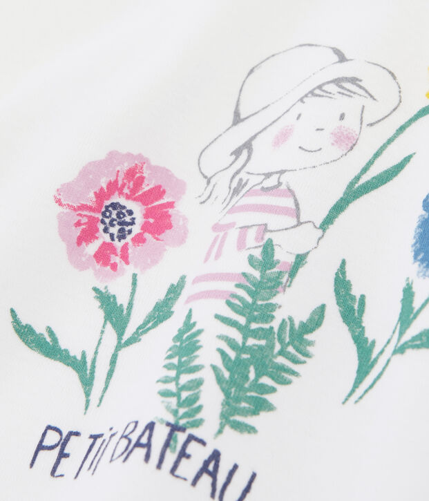 Tee-shirt uni b&eacute;b&eacute; fille blanc/multicouleur