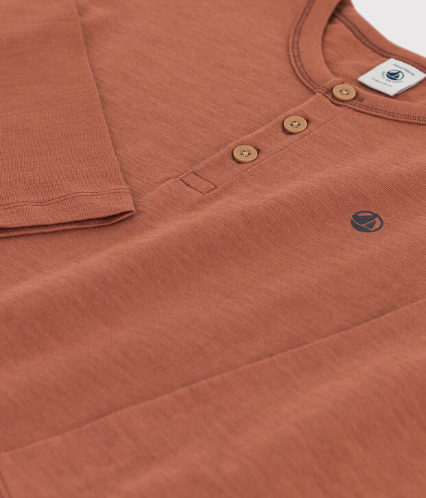 Tee-shirt manches longues en coton enfant gar&ccedil;on marron