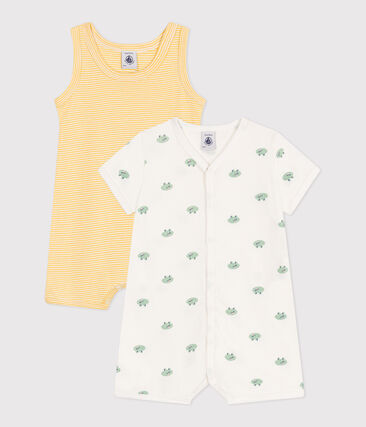 Lot de 2 combinaisons courtes en coton bébé