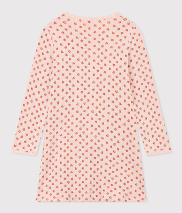 Chemise de nuit fleur petite fille en tubique rose/multicouleur