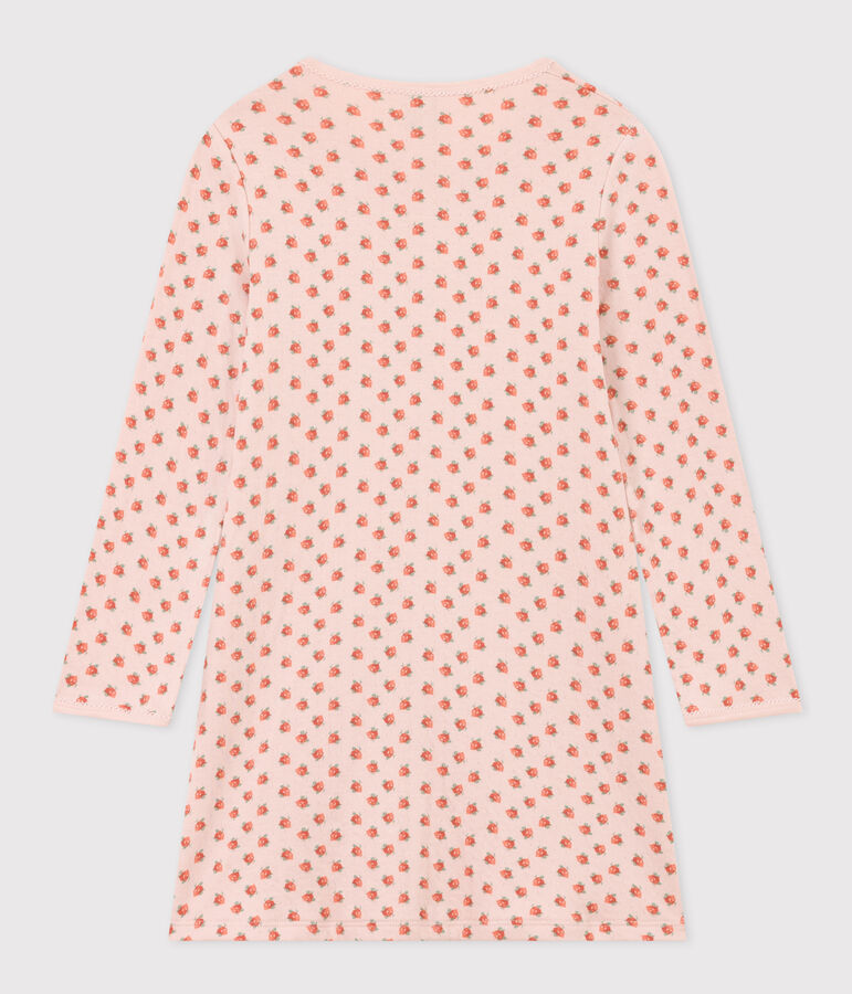 Chemise de nuit fleur petite fille en tubique rose SALINE/blanc MULTICO