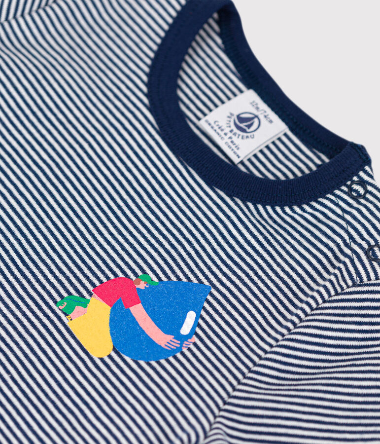 Tee-shirt B&eacute;b&eacute; Petit Bateau x Water Family bleu MEDIEVAL/blanc MARSHMALLOW