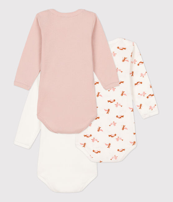 Lot de 3 bodies manches longues oiseaux bébé en coton variante 1