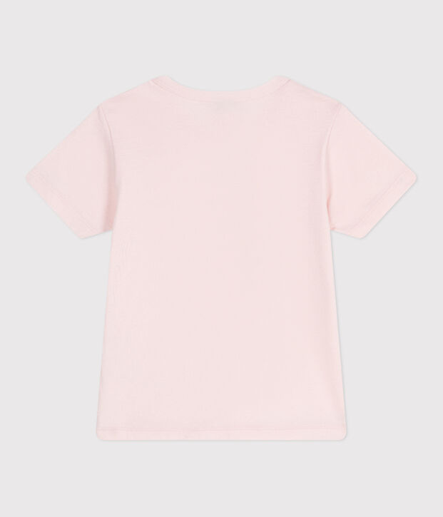 Teeshirt enfant en coton manches courtes imprim&eacute; rose clair