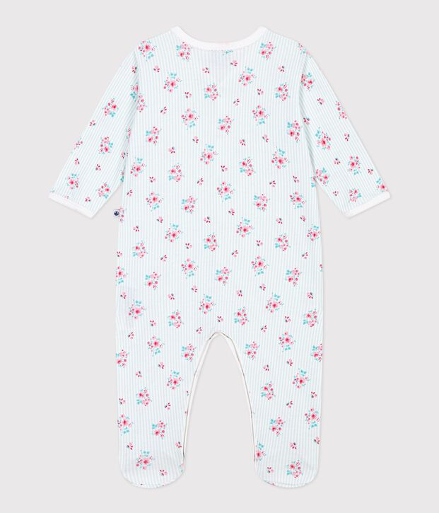 Pyjama b&eacute;b&eacute; en coton imprim&eacute; fleuri blanc/multicouleur