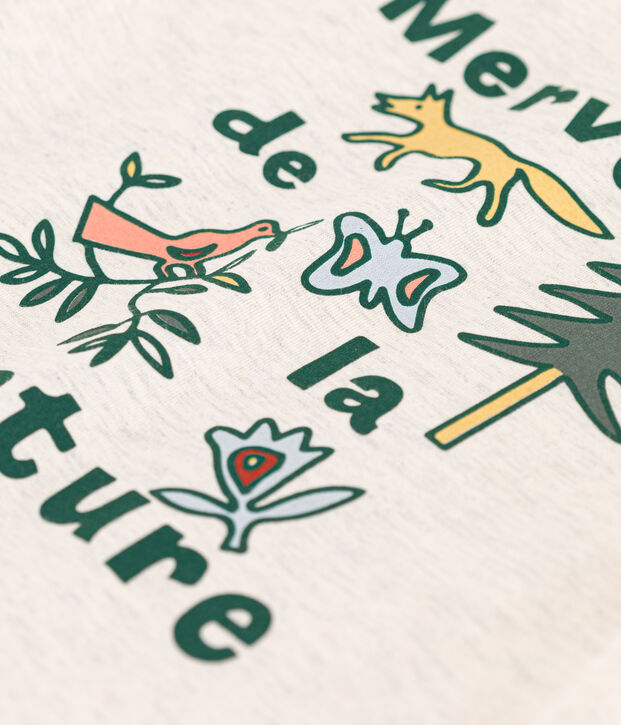 Tee-shirt manches courtes en coton enfant fille beige