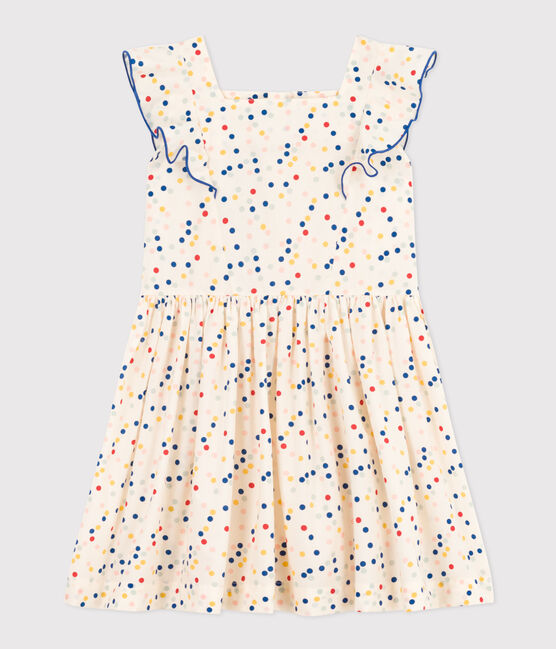 Robe imprimée sans manche en popeline enfant fille blanc MARSHMALLOW/blanc MULTICO