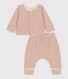 Ensemble 2 pièces bébé à rayures en tubique en coton