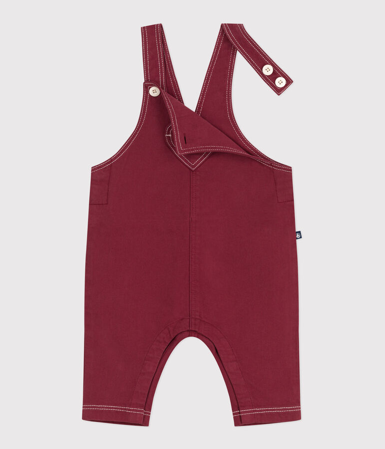 Salopette b&eacute;b&eacute; en denim color&eacute; jambes longues rouge AMARANTE
