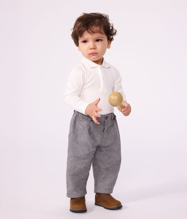 Pantalon b&eacute;b&eacute; en flanelle unie gris