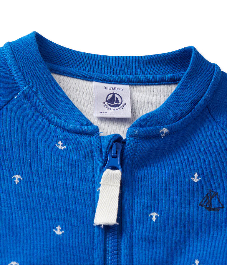 Cardigan b&eacute;b&eacute; gar&ccedil;on en tubique bleu/blanc