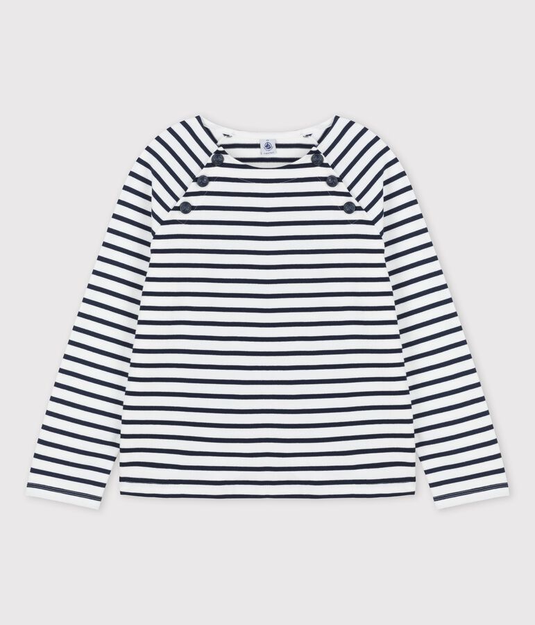 Marini&egrave;re boutonn&eacute;e en coton Femme blanc MARSHMALLOW/bleu SMOKING