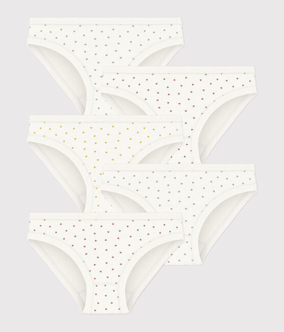 Lot de 5 culottes petits cœur en coton petite fille variante 1