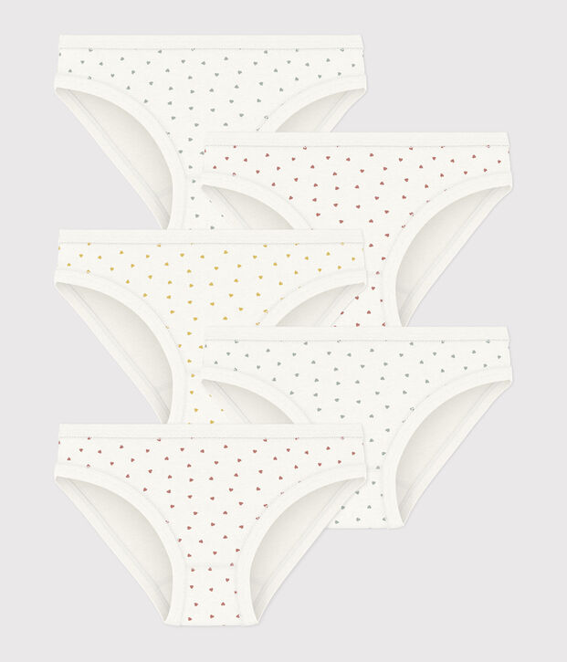 Lot de 5 culottes petits c&oelig;ur en coton petite fille multicouleur