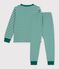 Pyjama enfant en tubique &agrave; rayures vert/beige