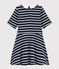 Robe manches courtes en coton enfant fille bleu SMOKING/blanc MARSHMALLOW