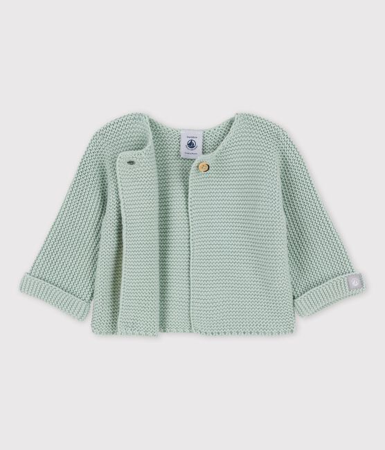 Cardigan en tricot de coton biologique bébé vert HERBIER