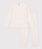 Pyjama femme en coton ajour&eacute; beige/rose/multicouleur