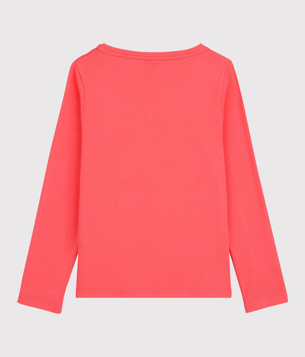 Tee-shirt manches longues en coton enfant fille corail