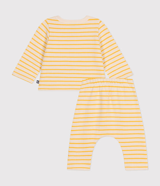 Ensemble 2 pièces en molleton gratté bébé jaune AVALANCHE/blanc DAISY