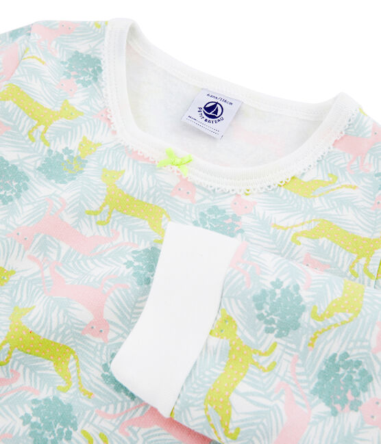 Pyjama petite fille en molleton blanc MARSHMALLOW/blanc MULTICO