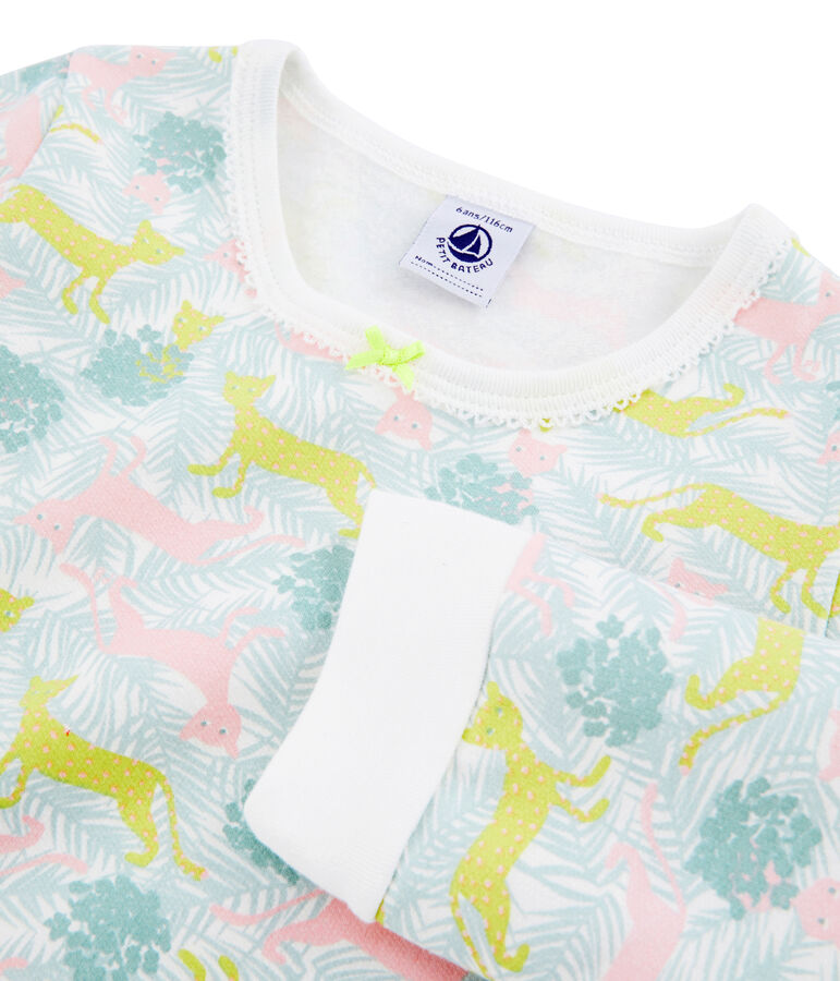 Pyjama petite fille en molleton blanc/multicouleur