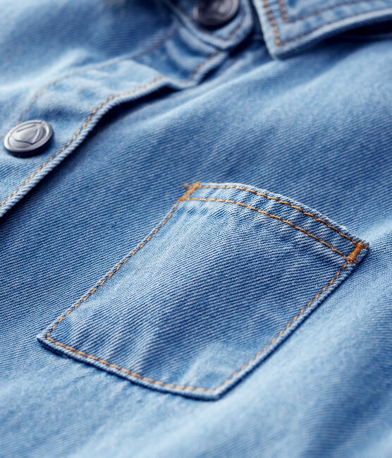 Combinaison longue en denim clair bébé garçon. bleu DENIM CLAIR