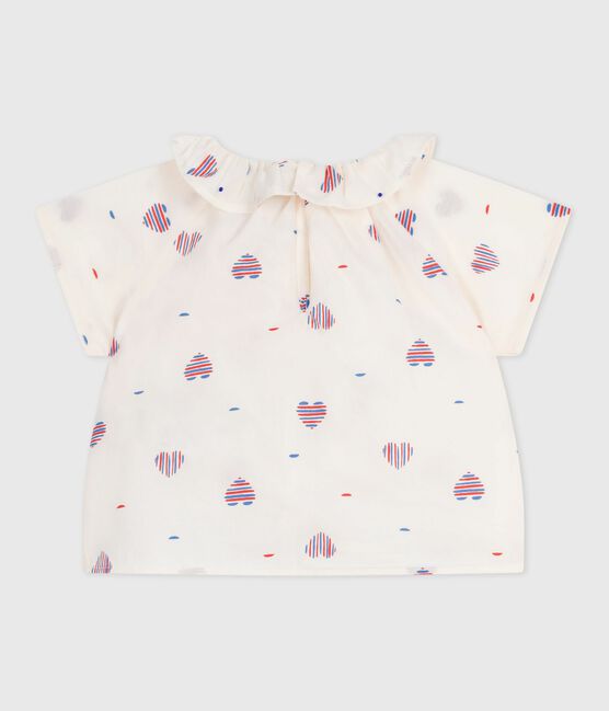 Blouse bébé manches courtes en coton, imprimée cœur blanc AVALANCHE/ MULTICO