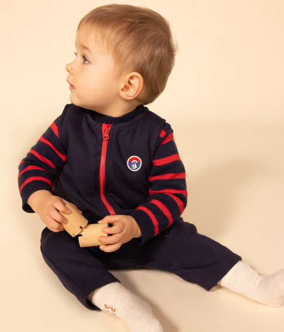 Combinaison sans manche en jersey épais bébé bleu SMOKING