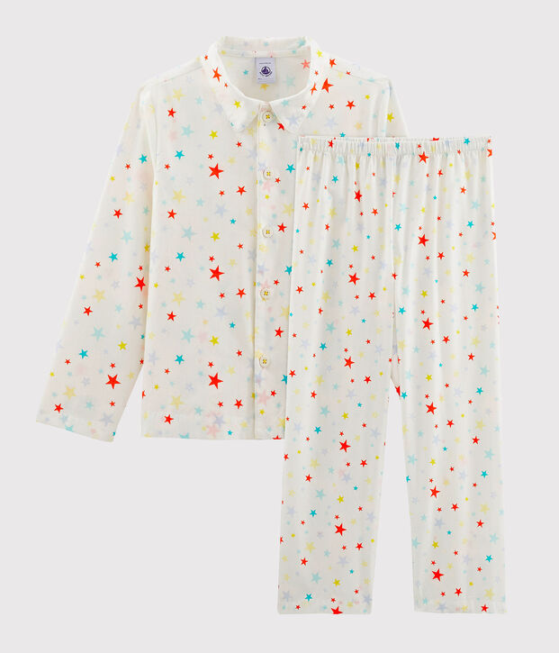 Pyjama petit gar&ccedil;on en twill blanc/multicouleur