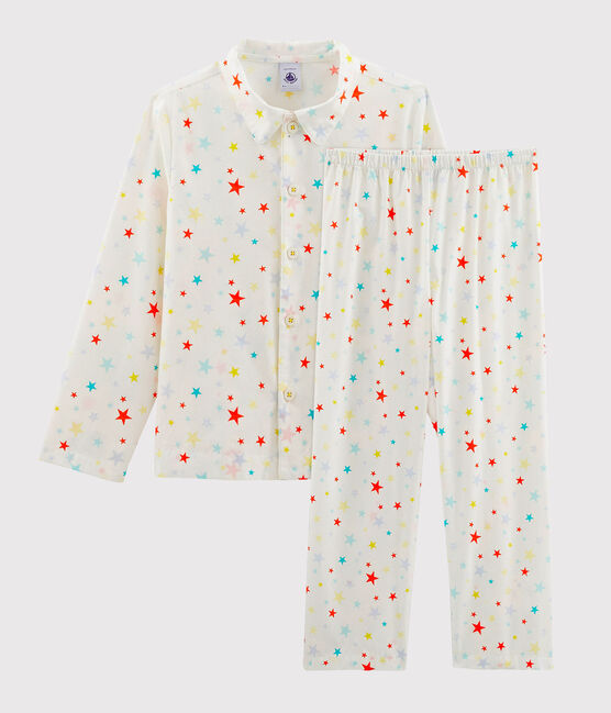 Pyjama petit garçon en twill blanc MARSHMALLOW/blanc MULTICO