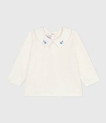 Blouse bébé en coton manches longues avec col brodé