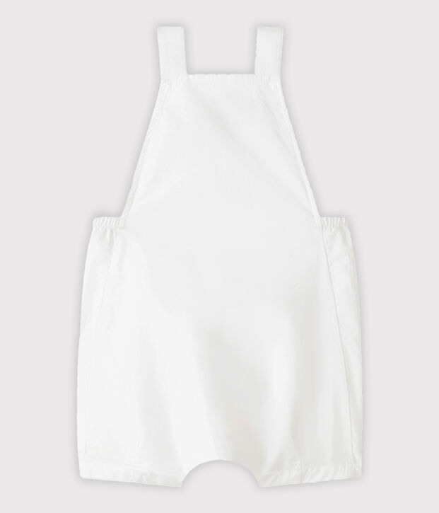 Salopette courte b&eacute;b&eacute; gar&ccedil;on en lin blanc
