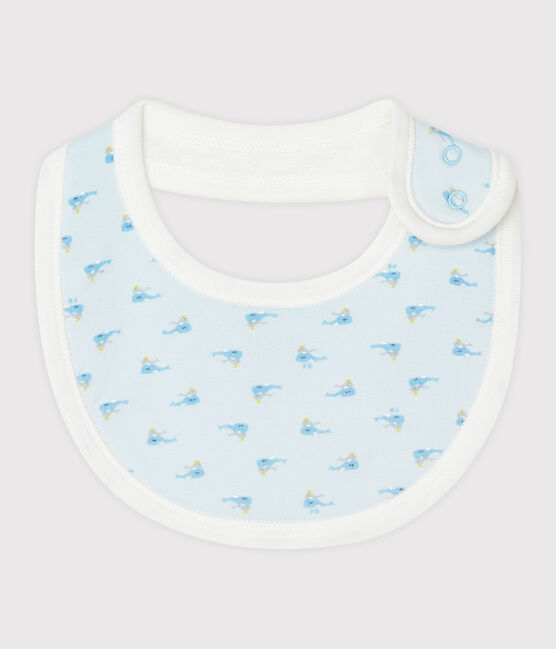 Bavoir bébé en côte bleu FRAICHEUR/blanc MULTICO