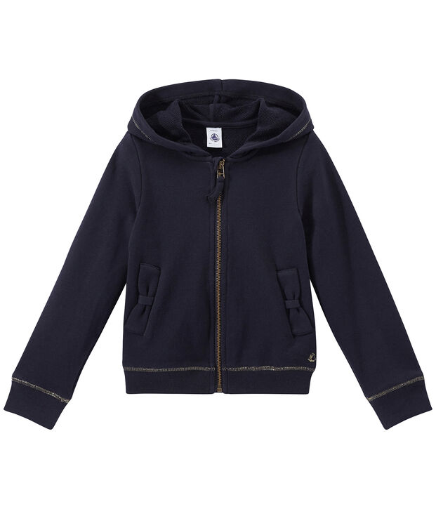 Sweat zipp&eacute; &agrave; capuche fille bleu