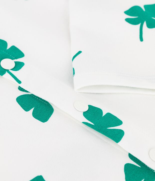 Cardigan imprim&eacute; en molleton enfant fille blanc/vert