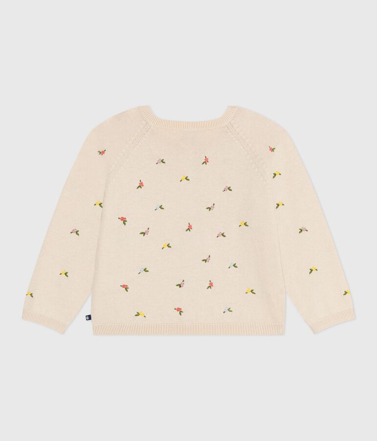 Cardigan enfant en laine et coton &agrave; motifs brod&eacute;s blanc AVALANCHE/ MULTICO