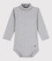 Body manches longues bébé col roulé en coton gris FUMEE CHINE