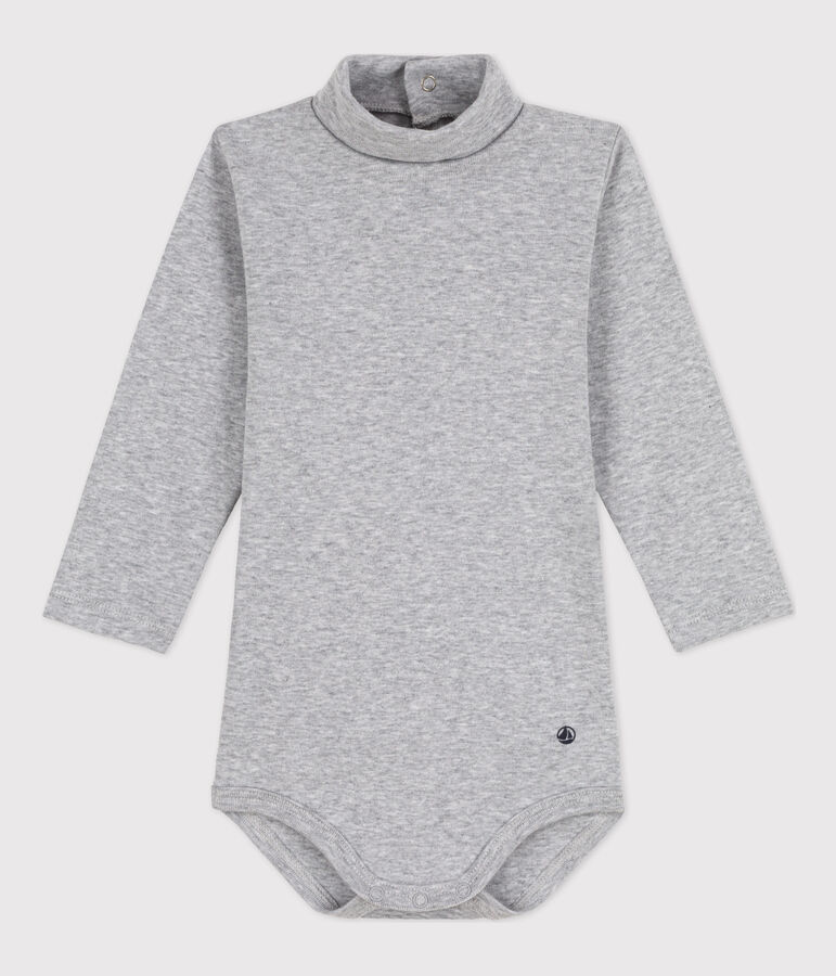 Body manches longues b&eacute;b&eacute; col roul&eacute; en coton gris