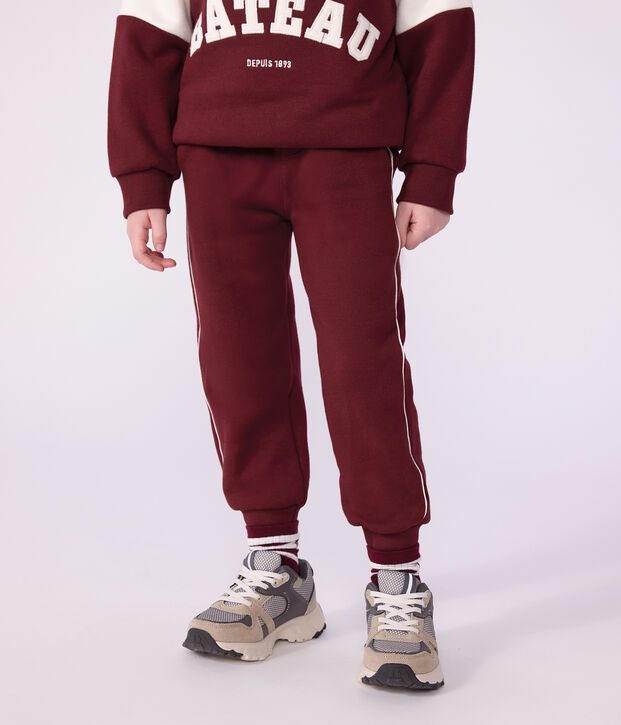 Pantalon de jogging enfant en coton bordeaux