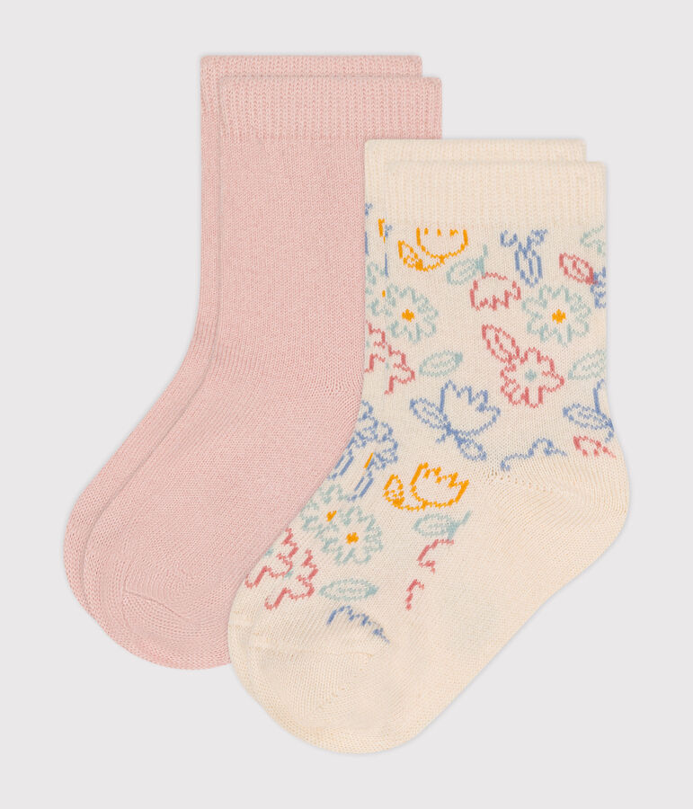 2 paires de chaussettes en coton fleurs b&eacute;b&eacute; variante 1