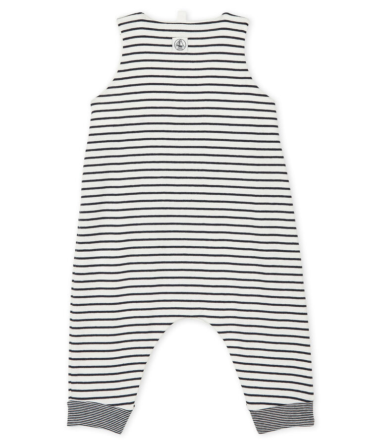 Salopette longue iconique b&eacute;b&eacute; mixte blanc/bleu