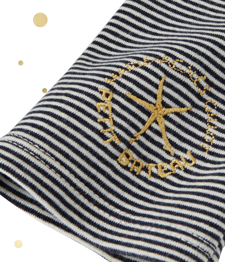 Robe longue femme &agrave; manches longues. Petit bateau x Marie-Agn&egrave;s Gillot bleu SMOKING/beige COQUILLE