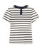 Tee shirt manches courtes enfant fille beige COQUILLE/bleu ABYSSE