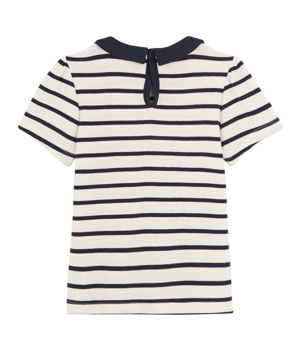 Tee shirt manches courtes enfant fille blanc/bleu