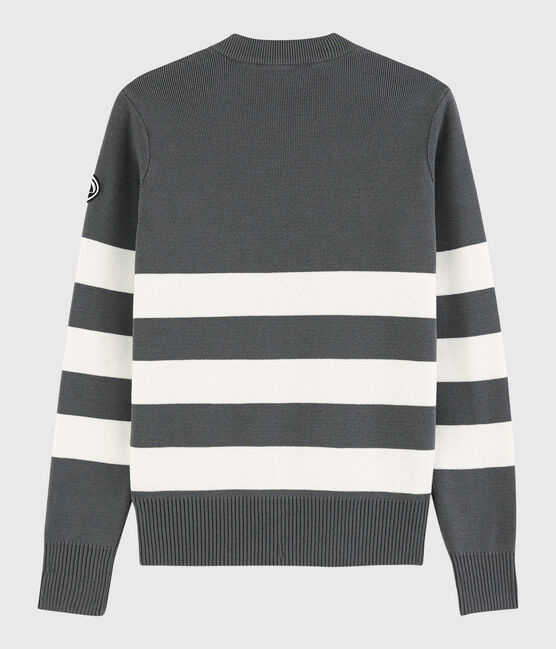 Pull marin en coton Femme gris ORAGE/blanc MARSHMALLOW