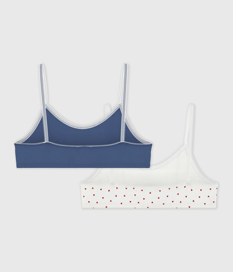 Lot de brassi&egrave;res enfant en coton et &eacute;lasthanne imprim&eacute; c&oelig;urs variante 1